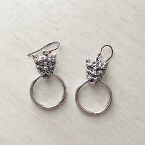 Vanessa Mooney Silver Tiger Knocker Earrings